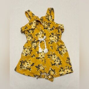 Little Lass yellow floral shorts romper size 0-3m
